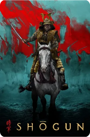 Movie poster for Shogun, featuring dramatic imagery and bold typography that captures the film's historical theme.